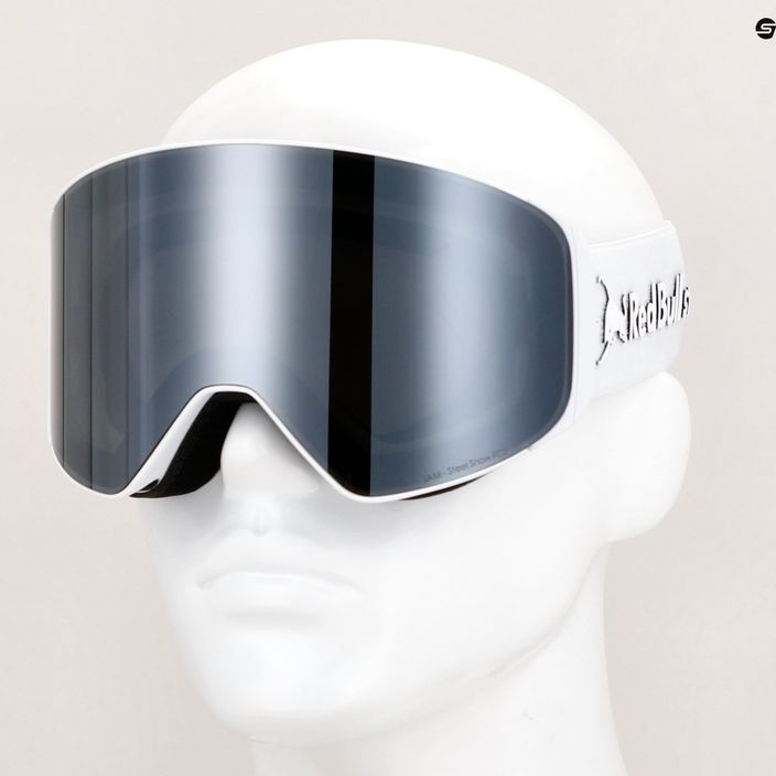 Lyžiarske okuliare Red Bull SPECT Jam S3 + náhradné šošovky S2 matné biele/biele/dymové/strieborné zrkadlo/oblačný sneh 4
