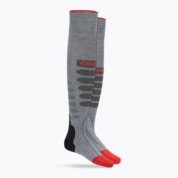 Lyžiarske ponožky Lenz Heat Sock 5.1 Toe Cap Slim Fit sivo/červené