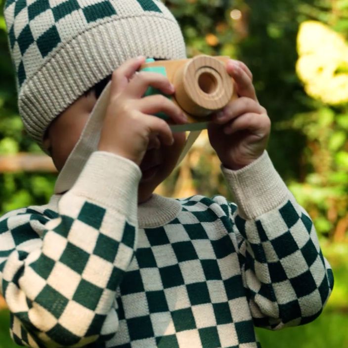 Detské nohavice KID STORY Merino zelená šachovnica 7