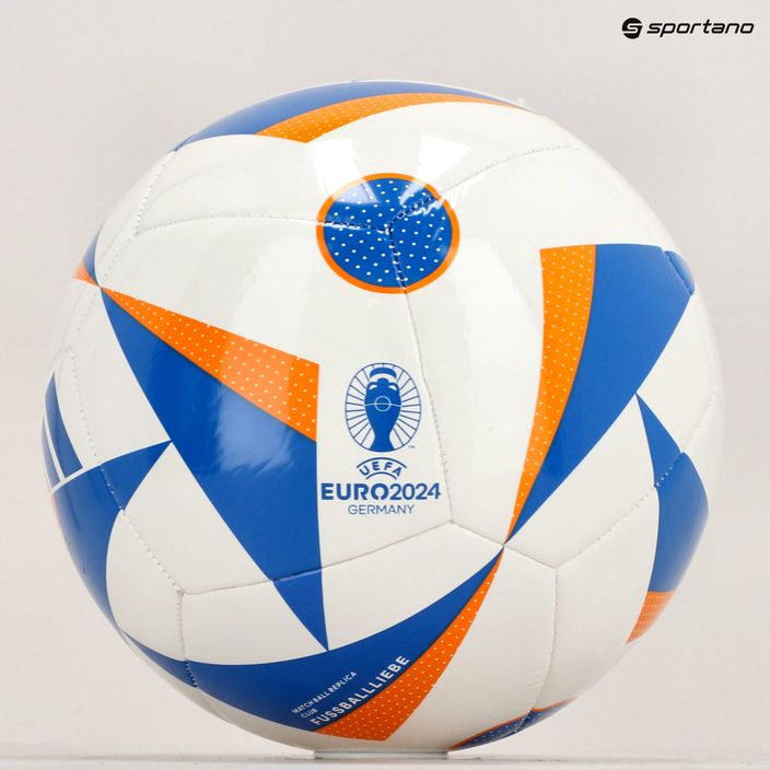 Futbalová lopta adidas Fussballiebe Club white/glow blue/lucky orange veľkosť 4 5