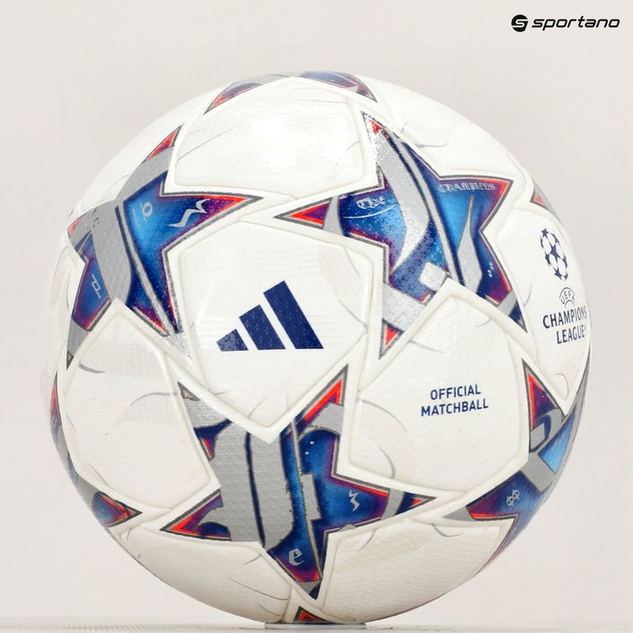 adidas UCL PRO 23/24 futbalová biela/strieborná metalíza/jasná azúrová/kráľovská modrá veľkosť 5 6