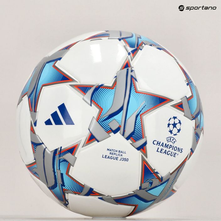 adidas UCL League 23/24 futbalová biela/strieborná metalíza/jasná azúrová/kráľovská modrá veľkosť 5 6