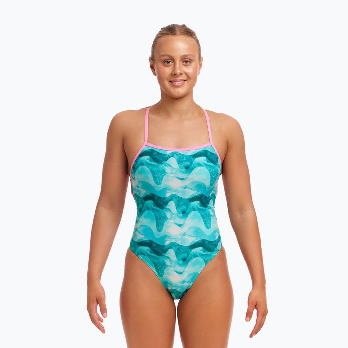 Dámske jednodielne plavky Funkita Strapped In One Piece teal wave 2