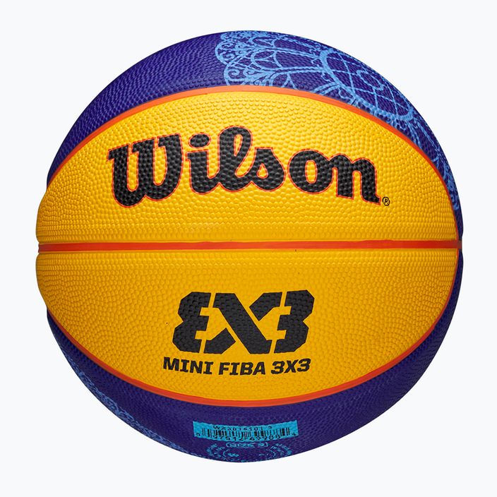Basketbalová lopta detská Wilson Fiba 3X3 Mini Paris 2004 modrá/žltá veľkosť 3