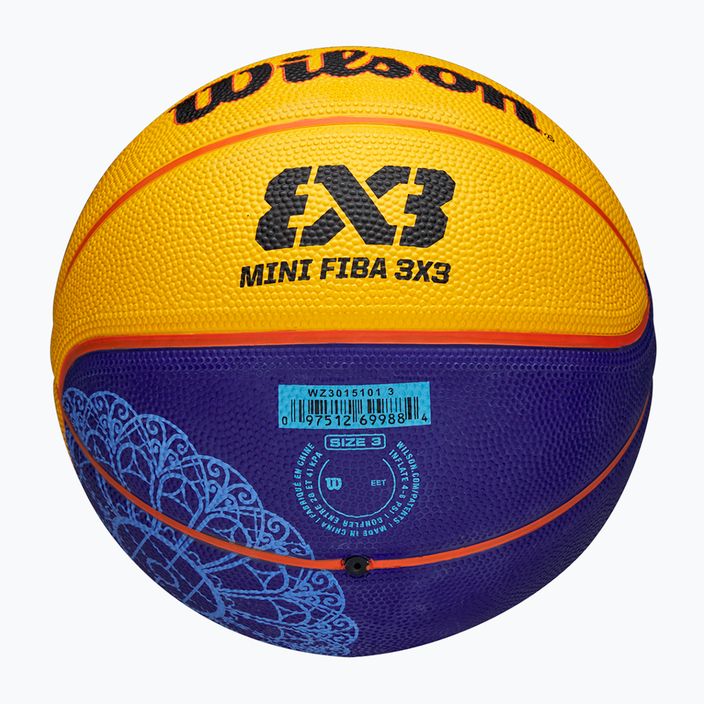 Basketbalová lopta detská Wilson Fiba 3X3 Mini Paris 2004 modrá/žltá veľkosť 3 5