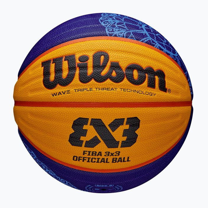 Basketbalová lopta Wilson Fiba 3x3 Game Ball Paris Retail 2024 modrá/žltá veľkosť 6