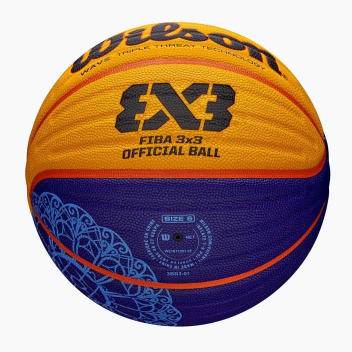 Basketbalová lopta Wilson Fiba 3x3 Game Ball Paris Retail 2024 modrá/žltá veľkosť 6 5