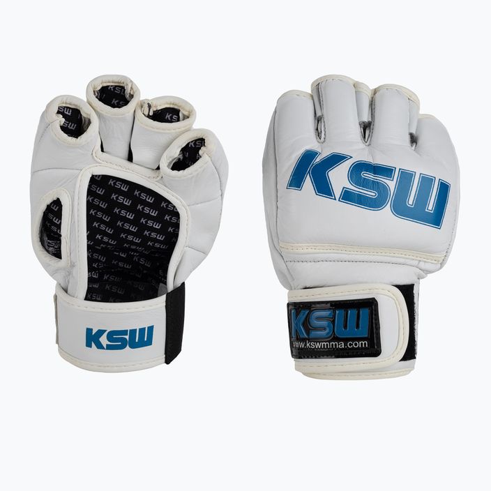 KSW grapplingové rukavice kožené biele 3