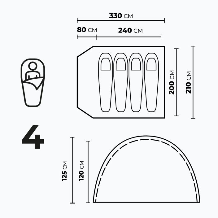 Kempingový stan pre 4 osoby KADVA CAMPdome 4 niebieski 3