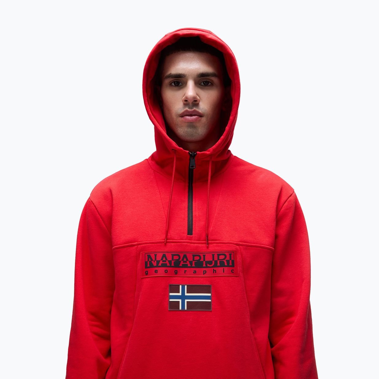 Pánska mikina Napapijri Burgee Half Zip Hooded 2.0 red goji 4