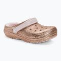 Detské žabky Crocs Classic Lined Glitter Clog gold/barely pink