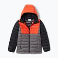 Detská páperová bunda Columbia Powder Lite s kapucňou Red-Grey 1802901