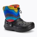 Detské snehule Crocs Classic Lined Spray Dye Boot black/multi