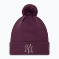 Dámska šiltovka New Era Metallic Bobble Knit Beanie New York Yankees dark purple