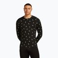 Pánska termoaktívna mikina icebreaker Merino 200 Oasis Crewe Snow Day black/peridot/aop