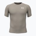 Pánske tréningové tričko Under Armour HG Armour Comp timberwolf taupe/white