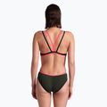 Dámske jednodielne plavky arena One Double Cross Back One Piece dark sage/black/fluo red 6