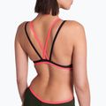 Dámske jednodielne plavky arena One Double Cross Back One Piece dark sage/black/fluo red 8