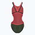 Dámske jednodielne plavky arena One Double Cross Back One Piece dark sage/black/fluo red 2