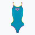 Dámske jednodielne plavky arena One Double Cross Back One Piece tyrkysová/fluo ružová/jemne zelená
