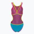 Dámske jednodielne plavky arena One Double Cross Back One Piece tyrkysová/fluo ružová/jemne zelená 2