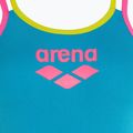 Dámske jednodielne plavky arena One Double Cross Back One Piece tyrkysová/fluo ružová/jemne zelená 3
