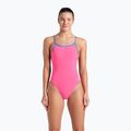 Dámske jednodielne plavky arena Lace Back Solid shocking pink/blue river