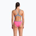 Dámske jednodielne plavky arena Lace Back Solid shocking pink/blue river 3