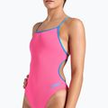 Dámske jednodielne plavky arena Lace Back Solid shocking pink/blue river 4