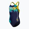 Detské jednodielne plavky arena Light Tricks Swim Pro Back navy/soft green/multi 3