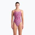 Dámske jednodielne plavky arena Pink Dahlia Lace Back shocking pink/multi