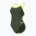 Dámske jednodielne plavky arena Lace Back Solid dark sage/artic lime 4