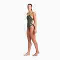 Dámske jednodielne plavky arena Lace Back Solid dark sage/artic lime 6