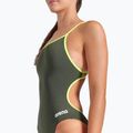 Dámske jednodielne plavky arena Lace Back Solid dark sage/artic lime 8