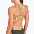 Dámske jednodielne plavky arena Lace Back Solid dark sage/artic lime 9