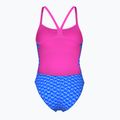 Dámske jednodielne plavky arena Monogram Challenge back blue river multi/shocking pink 2