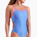 Dámske jednodielne plavky arena Monogram Challenge back blue river multi/shocking pink 8
