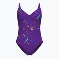 Dámske jednodielne plavky arena Abyss U Back multi plum/plum