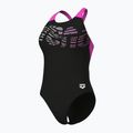 Dámske jednodielne plavky arena Flowing V Back black/shocking pink 4