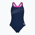 Dámske jednodielne plavky arena Logo Swim Pro navy/shocking pink