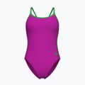 Dámske jednodielne plavky Arena Lace Back Solid very fuchsia/team green