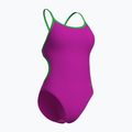 Dámske jednodielne plavky Arena Lace Back Solid very fuchsia/team green 4