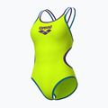 Dámske jednodielne plavky arena One Double Cross Back One Piece artic lime/plum/blue cosmo 3
