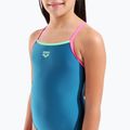 Detské jednodielne plavky arena Light Drop Solid deep teel/shocking pink/verbena 8