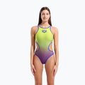Dámske jednodielne plavky arena One Shaded Print Tech One Back artic lime violetta multi/neon blue 5