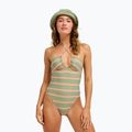 Dámske jednodielne plavky ROXY Dreamer HI oil green say it with stripes