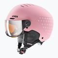 Detská lyžiarska prilba UVEX Rocket Visor Jr pink confetti matt/mirror silver/lasergold lite