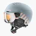 Detská lyžiarska prilba UVEX Rocket Visor Jr rhino/blush matt/mirror silver/lasergold lite