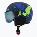 Detská lyžiarska prilba UVEX Rocket Visor Jr blue puzzle matt/mirror blue/smoke 3