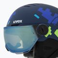Detská lyžiarska prilba UVEX Rocket Visor Jr blue puzzle matt/mirror blue/smoke 8